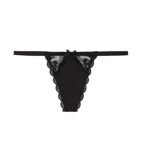 Dream Angels VS very sexy v-string panty underwear thong black satin lace trim - Picture 6 of 6